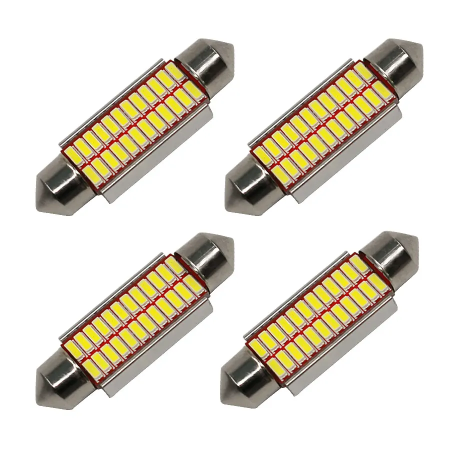 

YCCPAUTO 4Pcs C10W C5W 31/36/39/42mm Bulbs Canbus Festoon LED Reading Dome Lamps License Plate Lights Error Free White 4014 smd