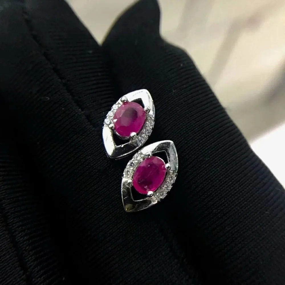Shilovem 925 натуральный рубин серьги гвоздики ювелирные украшения настраиваемые трендовые женские вечерние Новинка tfe040601agh