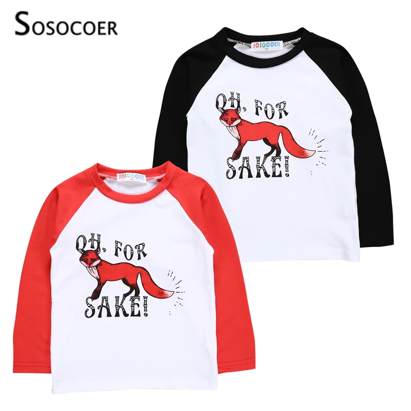 SOSOCOER детская одежда футболка весна мультфильм лиса мальчик девочка малыш