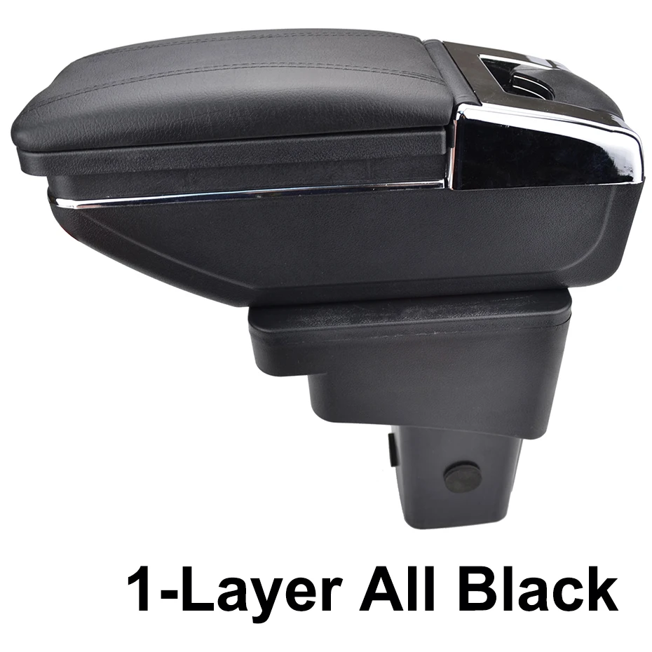 1-Layer All Black Xukey центральный подлокотник для hyundai Accent Solaris 2011- консоль центр хранения автомобиля Стайлинг коробка 2012 2013 - Название цвета: 1-Layer All Black