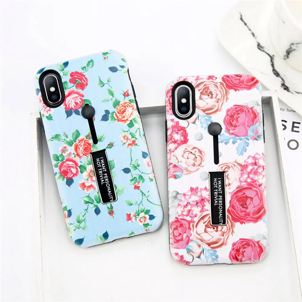 Fashion 3D Flower Cases For iPhone SE 5 5S Silicone Phone Case With Stand Holder X 10 8 7 6 6S Plus Back Cover |
