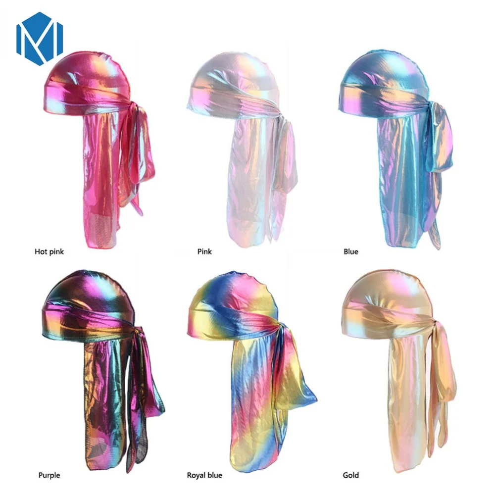 Унисекс длинный хвост шелковый шарф Мусульманский Doo Rag пиратская шляпа Durag шапки