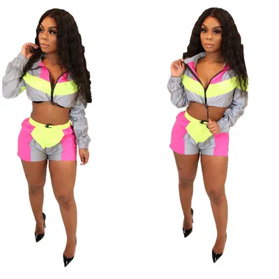 Женский Светоотражающий Комплект из двух предметов короткий свитер топ и юбка