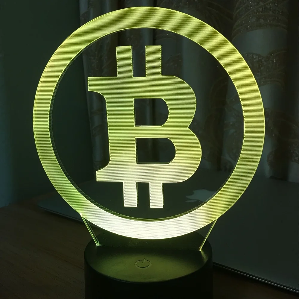 3D светильник s простой Bitcoin лампа Ночной 7 цветов Изменение светодиодный Спальня