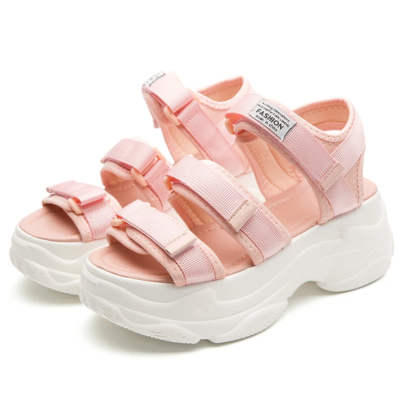 Fashion Women Sandals Platform Wedges Girls Shoes Thick Heel Lace Up Outdoor Breathable Female Beach Sport Sandals Size 35-39