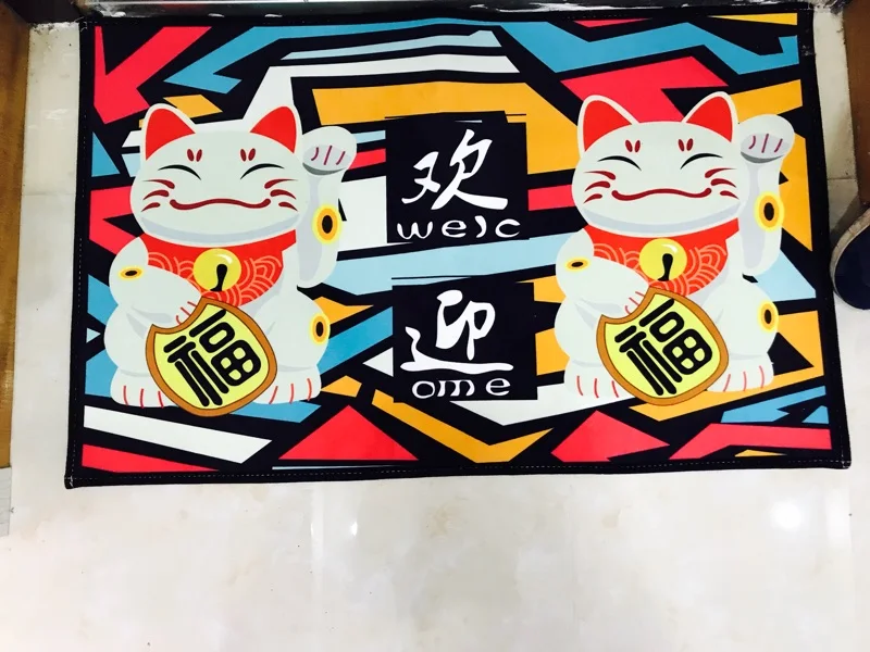 Коврик для входной двери с изображением двух котов удачи коврик прихожей