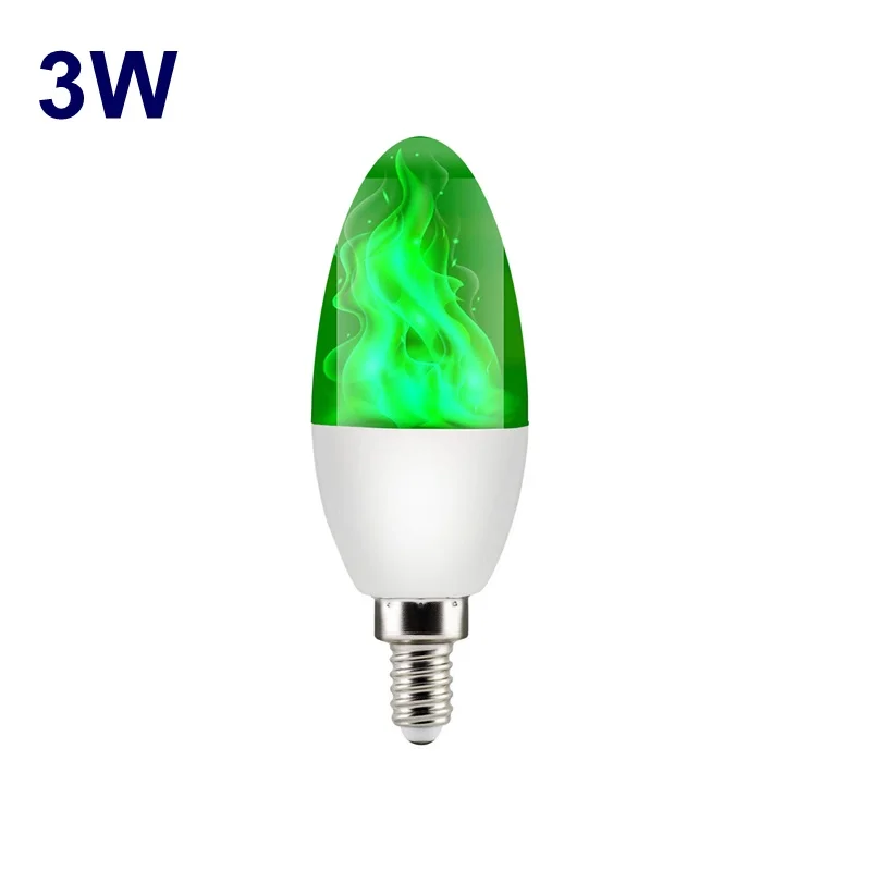 E27 E26 E14 со светодиодной пламенной лампы 85-265V Luces Led Decoracion огонь эффект светильник свет лампы мерцание Lampara из ткани, имитирующий светильник Лампада зеленый - Испускаемый цвет: 3W