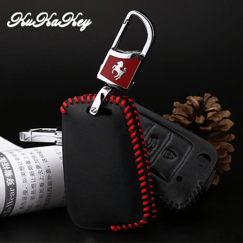 Кожаный чехол для автомобильного ключа Volkswagen VW Golf 7 MK7 Skoda Octavia A7 Seat Leon Lbiza защитный
