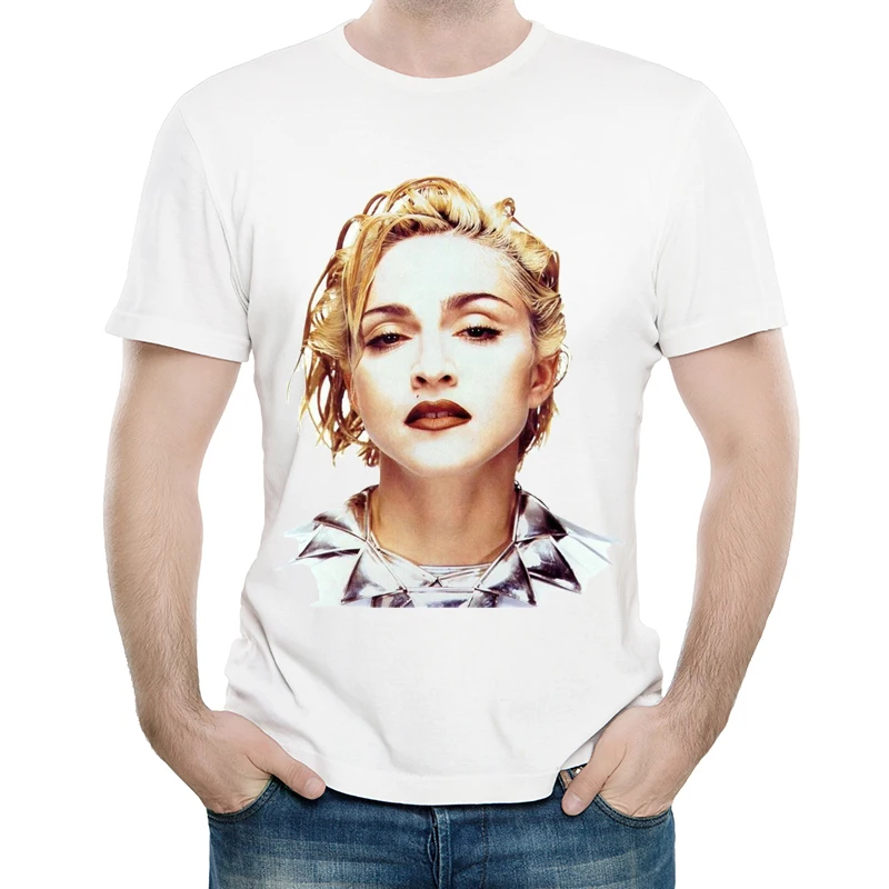 Madonna Футболка белая Цвет Мужская модная футболка с короткими рукавами футболки