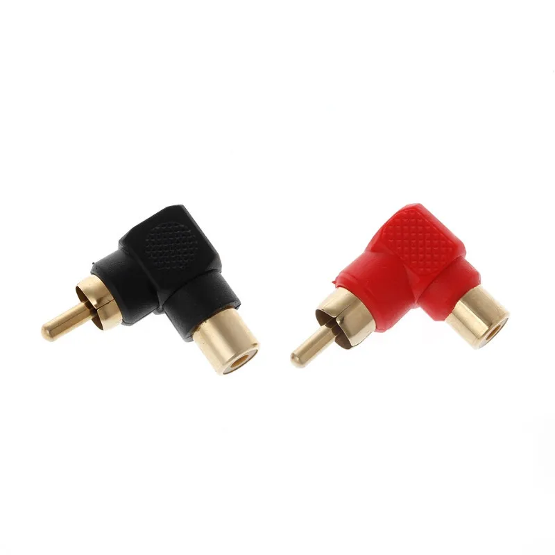 2 шт. RCA Коннектор Переходник штекер на гнездо 90 градусов правый угол M/F