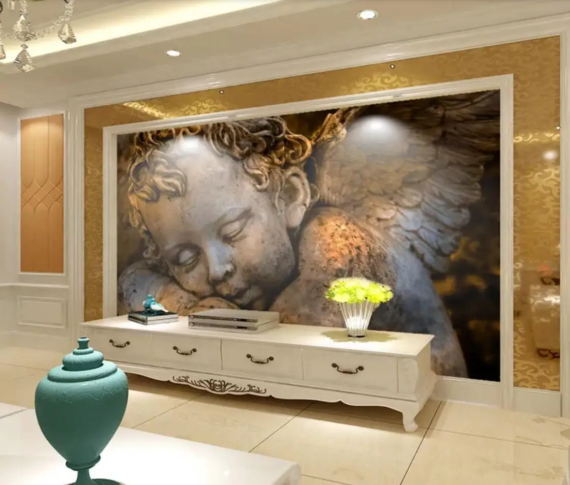 

European Stone Angel Wallpaper Embossed Mural Contact Paper Murals 3d Custom Photo Wallpapers Wall Murals Papel De Parede