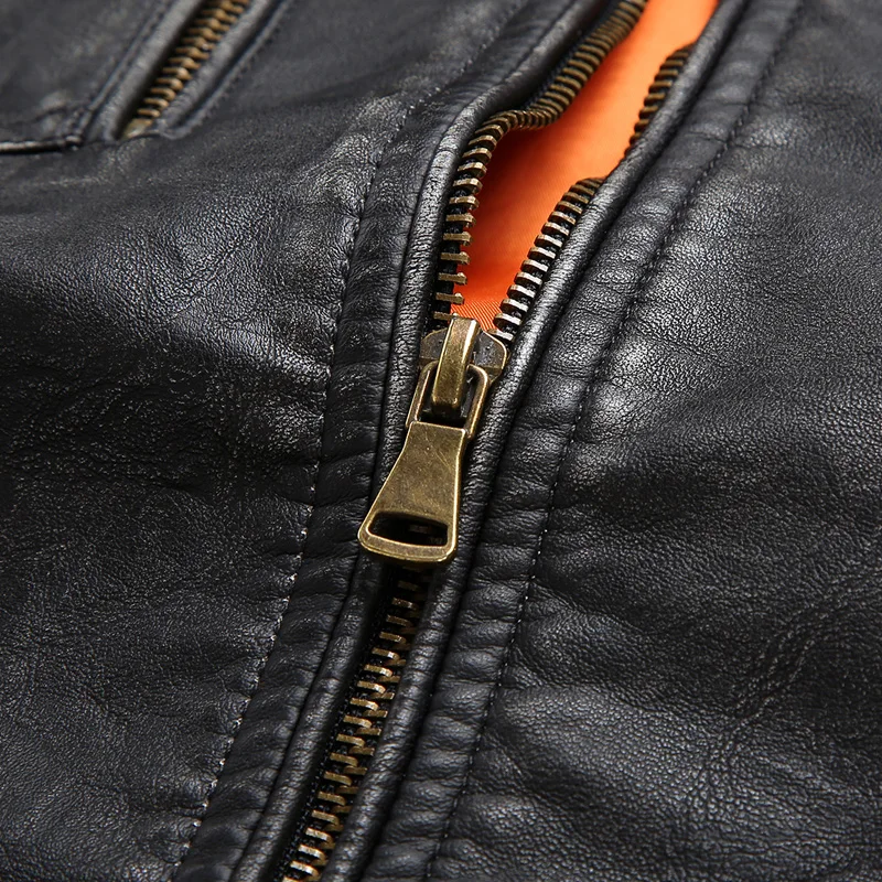 Leather jacket men motorcycle multi pocket zipper leather coat pu faux suede jacket male jaqueta couro motor montu Size 4XL 5XL