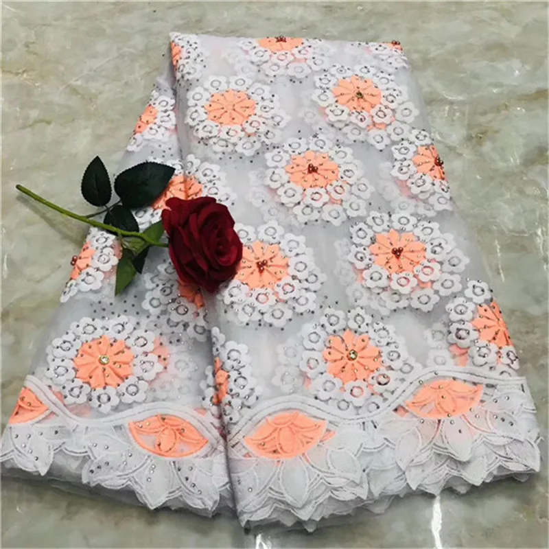 

2019 Free Shipping by DHL! High quality guipure lace Beads lace Stones embroidery tulle lace fabric for women dress