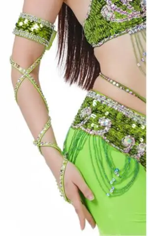 Light Green Bling Sequin Cloth Lightweiht танцевальный браслет для живота змеиная нарукавная повязка с эластичным ремешком на руку с цепочкой - Цвет: Light Green
