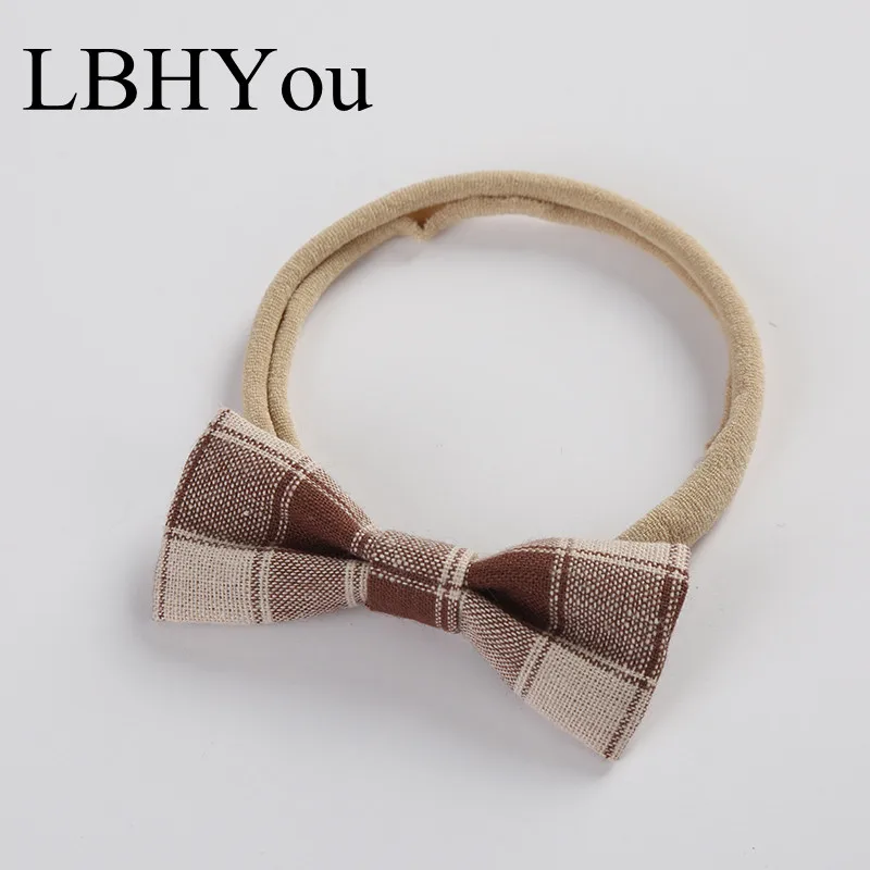 1pcs Classic Plaid Bows Nylon Headbands Super Soft Linen Cotton Bowknot Headwraps One Size Fit Most Baby Girls Head Bands | Аксессуары