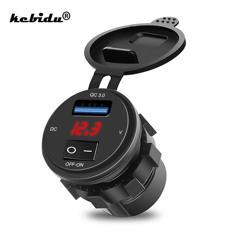Kebidu 12V 24V QC3.0 зарядных порта USB для автомобиля Зарядное устройство прикуриватель