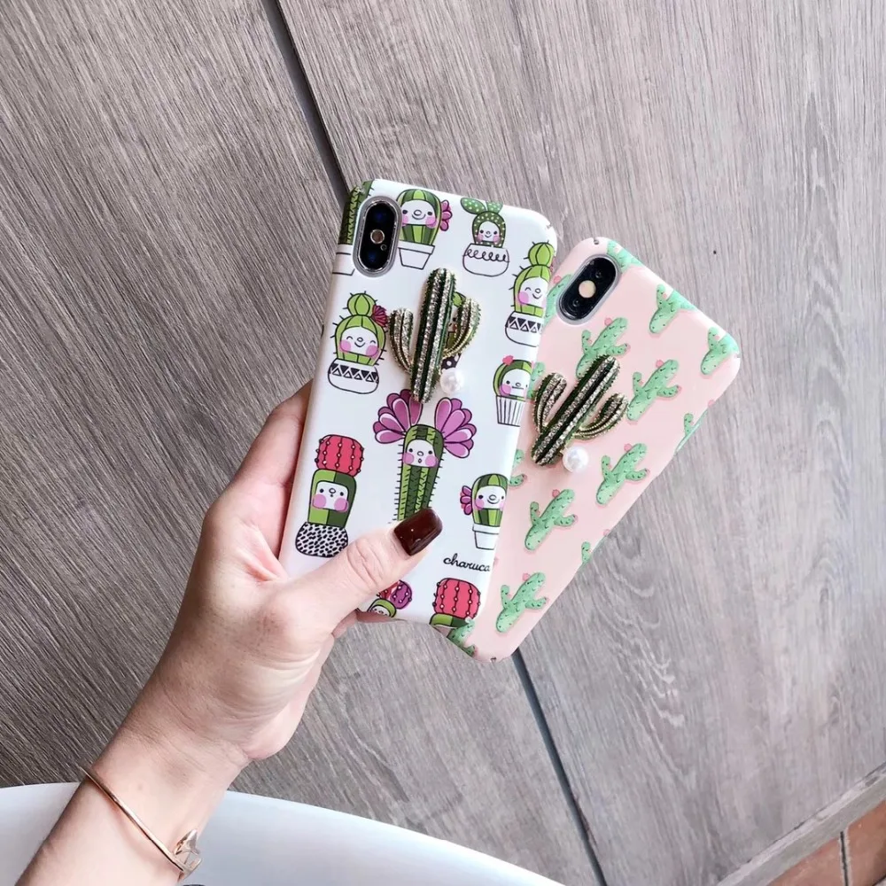 cactus print design cute cartoon stereoscopic cover for apple iphone 6 6s 6P plus iPhone 7 7P 8 8P X soft mobile phone Case |