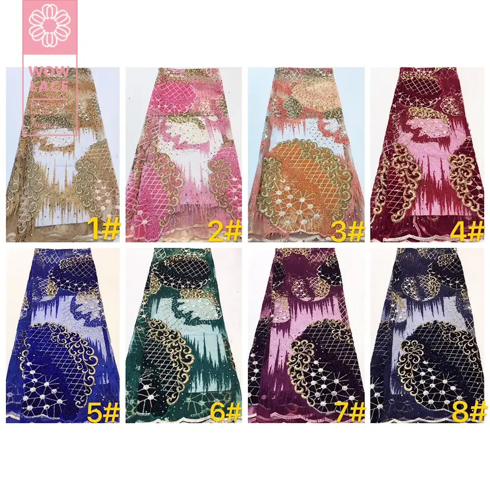 

Rhinestone Embroidered Fabric In Pink Special Design 2019 Nigerian Stones Guipure Material For Classical Party Dress Mesh Sewing