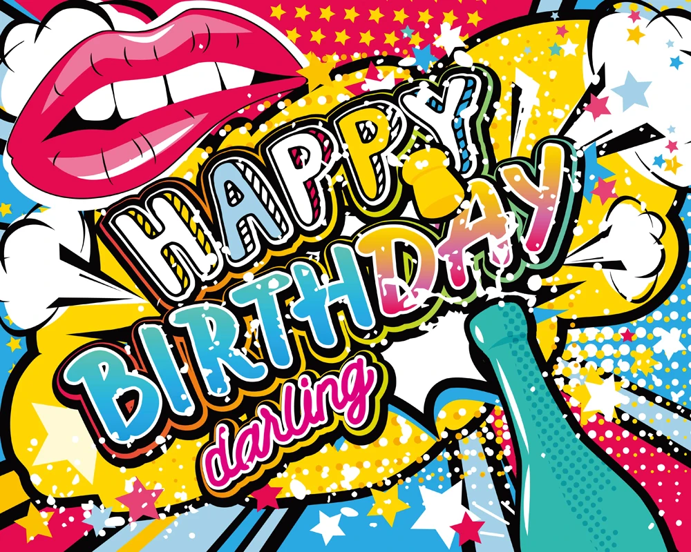 Девушка с днем рождения декорация фон фотография красные губы шампанское тема