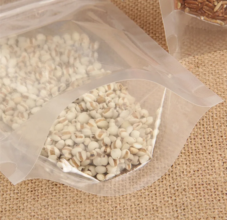 

100pcs/lot-12 sizes options Clear Transparent Plastic Gift Bags Zip Lock Seal Stand Up Pouch for Coffee Sugar Food Packaging