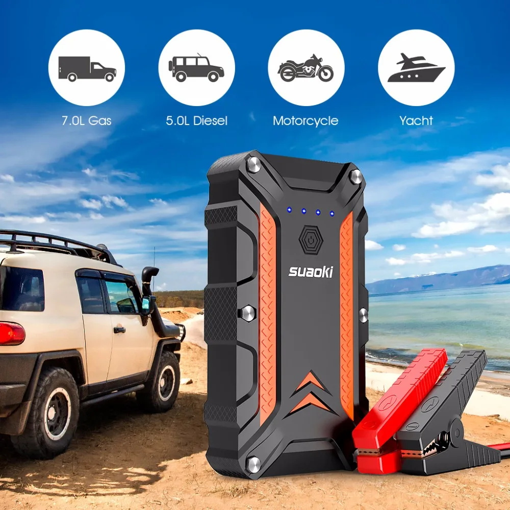 SUAOKI 1000A пиковый портативный автомобильный стартер QC 3 0 Тип C до 7.0L газ или 5.0L