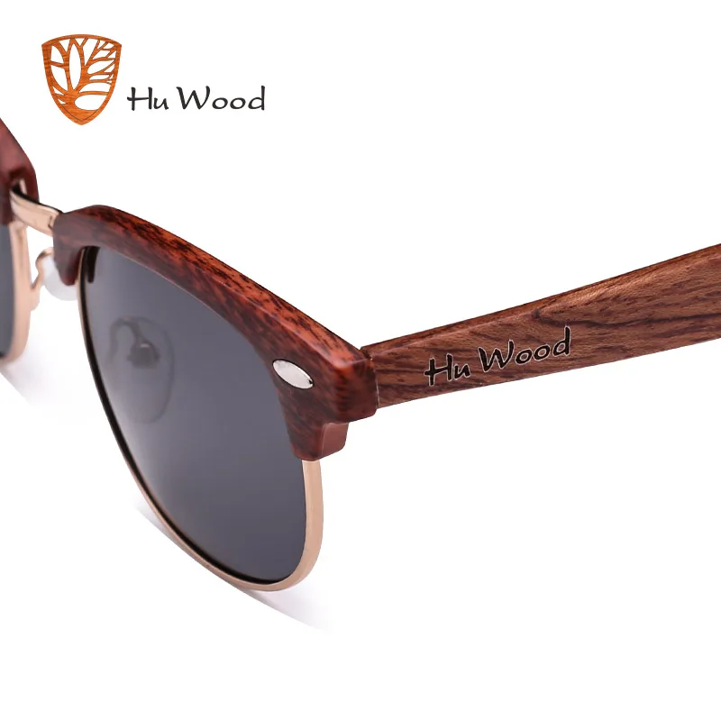 HU WOOD модные овальные Полуободковые солнцезащитные очки унисекс поляризационные
