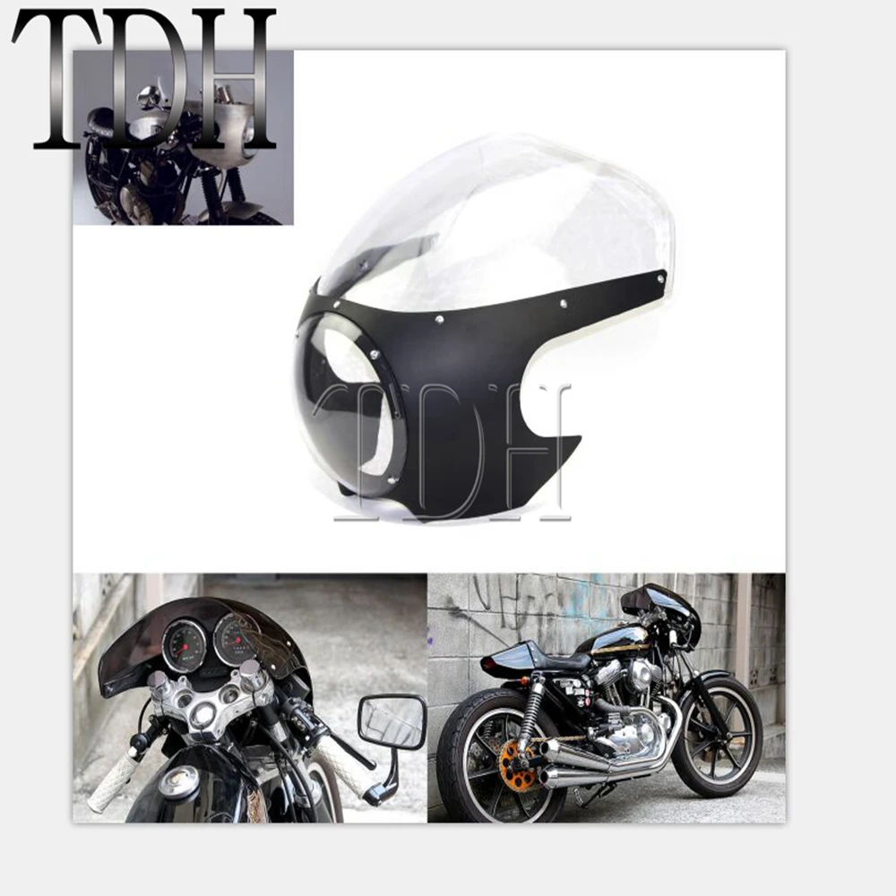 

Matte Black Motorcycle Headlight Fairing 5 3/4" Front Windshield For Retro Cafe Racer Style Drag Racing