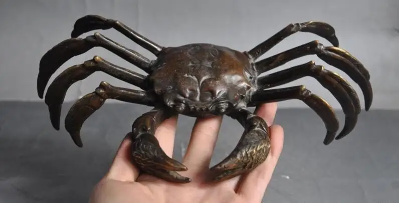 Старый китайский фэншуй бронза благоприятный Краб Крабы животных восемь Fang
