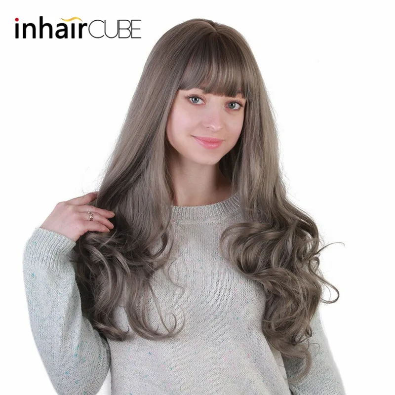 lc119-10A Inhair Cube длинные волнистые серые парики 26 дюймов натуральный женский парик вечерние термостойкие синтетические искусственные волосы - Цвет: lc119-10A