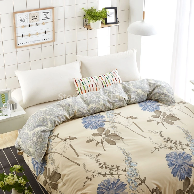 

1 Piece Yellow Chrysanthemum Duvet Cover with Zipper Cotton Quilt or Comforter or Blanket Case Pastoral Printing 24