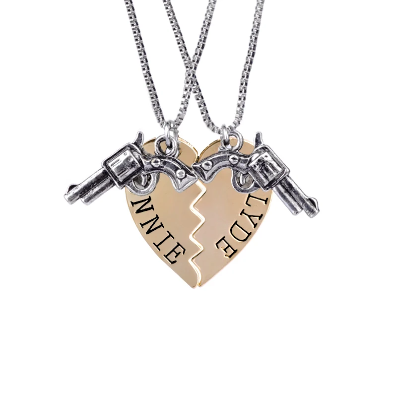 Ожерелье Лучшие друзья разбитое сердце Бонни клад письмо ожерелье пистолет