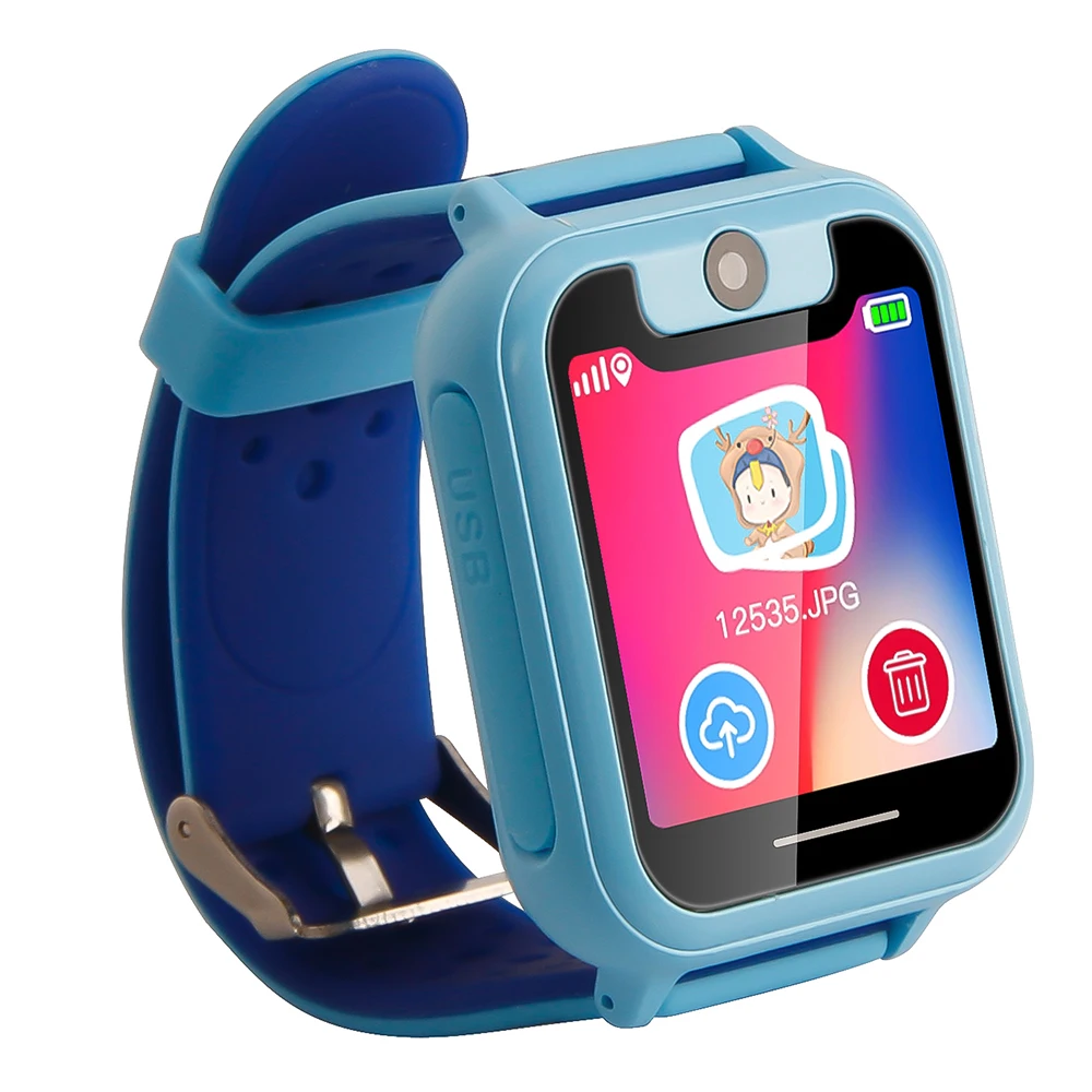 with box blue Smart LBS gps трекер детские часы дистанционного мониторинга освещение SOS малыш голосовой чат sim-карта камера для Европы Азии Америки - Цвет: with box blue