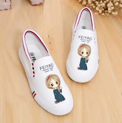 white 8 Разноцветные Женские кроссовки на платформе; сезон весна-лето; Женская парусиновая обувь без застежки; повседневная обувь для студентов с ручной росписью - Цвет: white 8