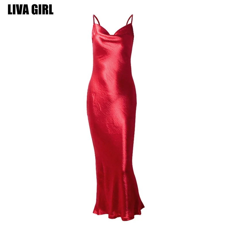 Новинка от Liva Girl свидание атласное платье макси с высокой талией элегантное и