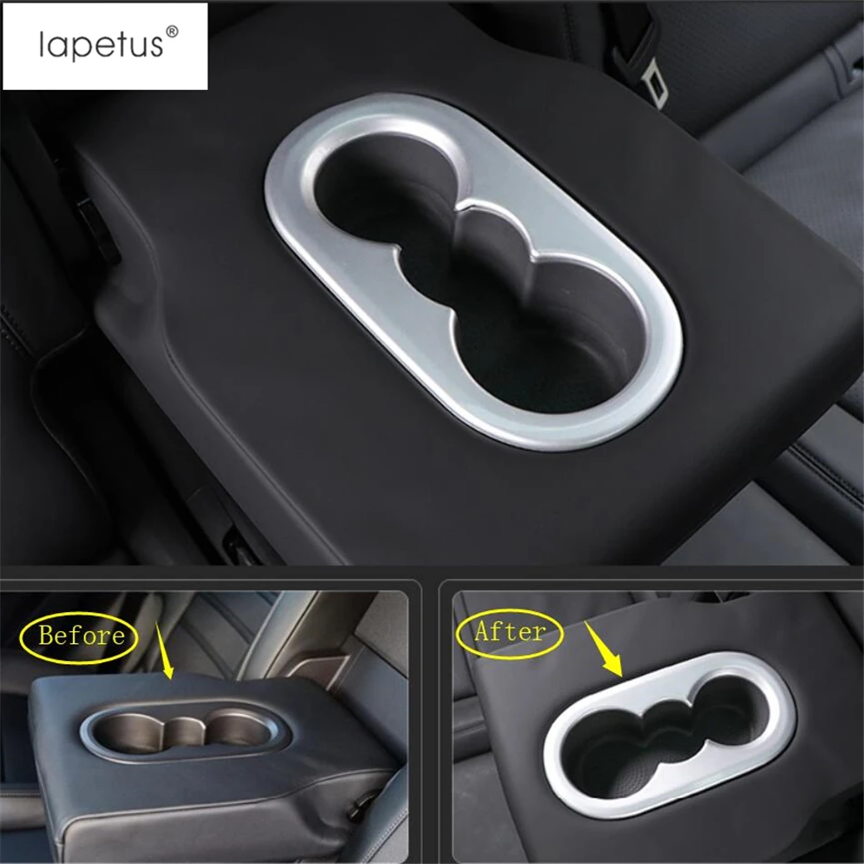 

Lapetus Accessories For Porsche Cayenne 2018 - 2021 ABS Rear Seat Water Cup Holder Rest Armrest Frame Molding Cover Kit Trim