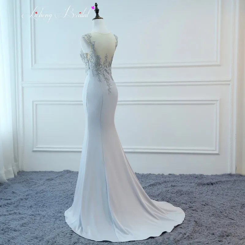 LC Люкс вечерние платья 2017 кристалл бисера русалка длинные sexy backless пром для черных