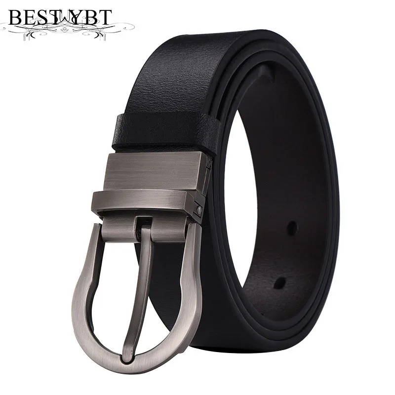 

Best YBT Men belt New simple double-sided rotation Alloy pin buckle belt youth men casual Business affairs belt