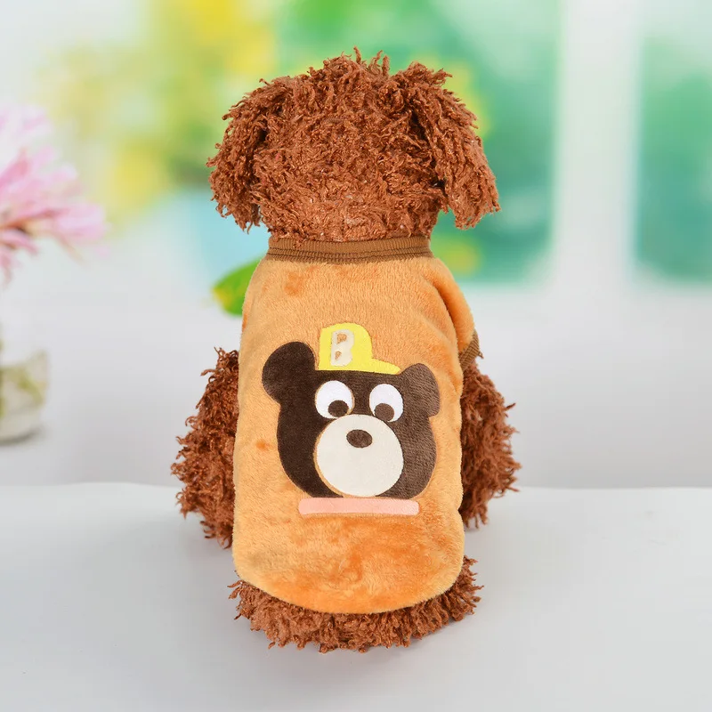 Милый жилет для собак с изображением животных из мультфильмов; удобная флисовая зимняя теплая одежда для маленьких собак; 7 цветов; костюм для щенков, чихуахуа; 10A