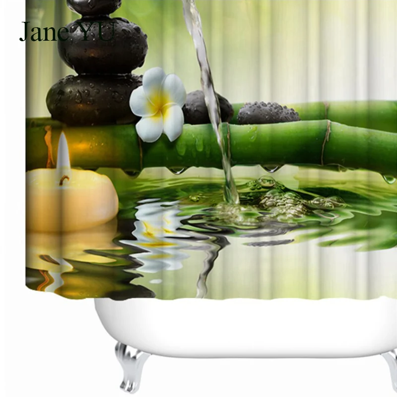 JaneYU Zen водостойкая бамбуковая 3D цифровая печать занавеска для ванной форма