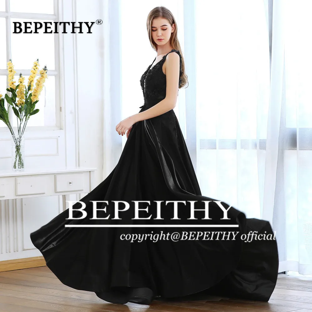 BEPEITHY Сексуальное Черное длинное вечернее платье с открытой спиной Вечерние