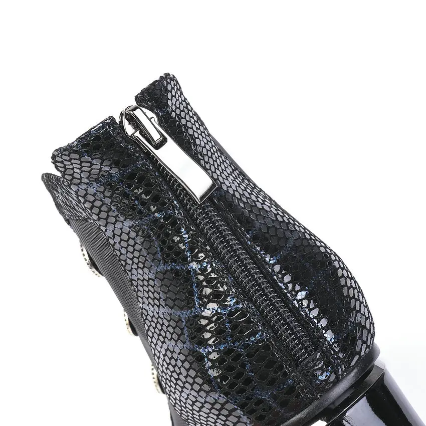 Женские туфли лодочки QUTAA на квадратном каблуке с острым носком молнии сеточкой и