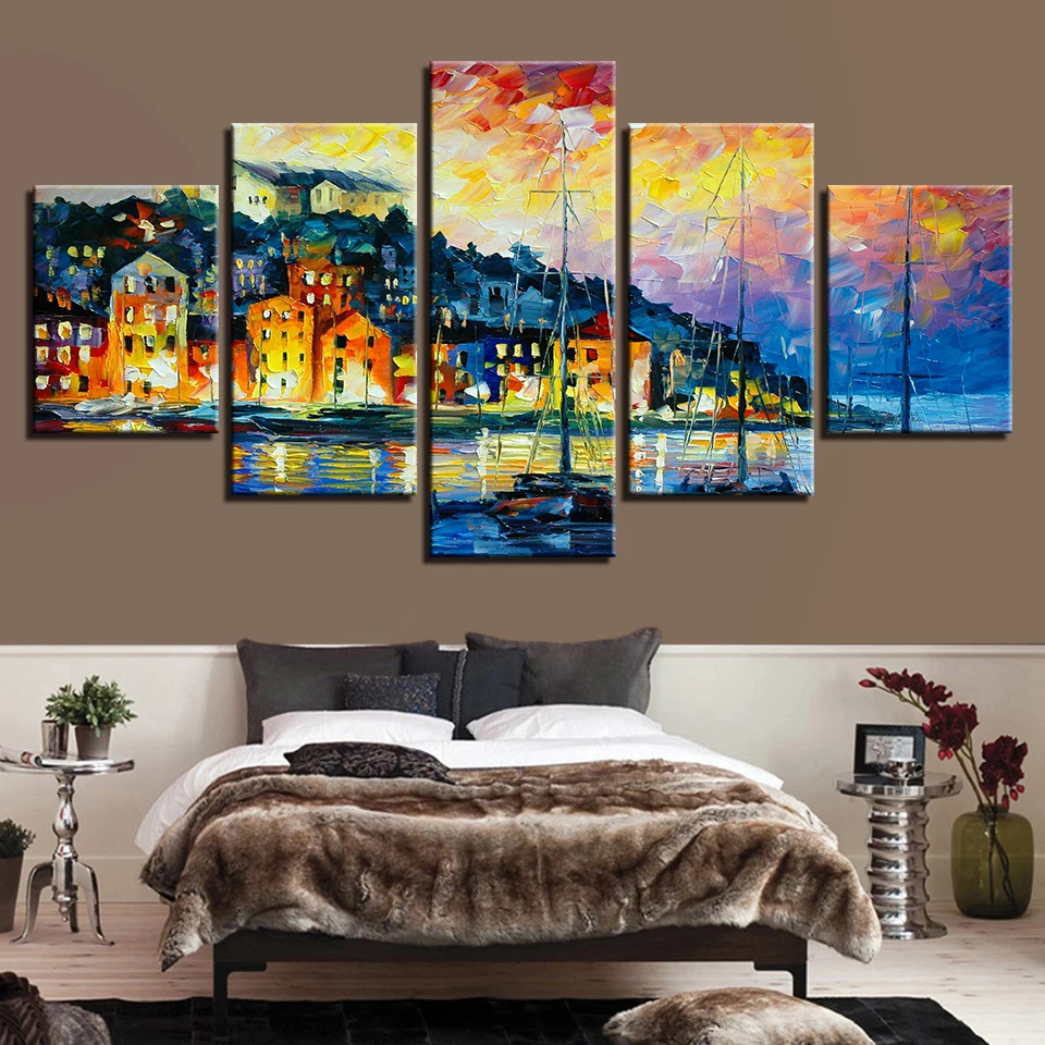 5 шт. декоративные настенные картины Венеция|abstract poster|painting modern5 piece wall art |