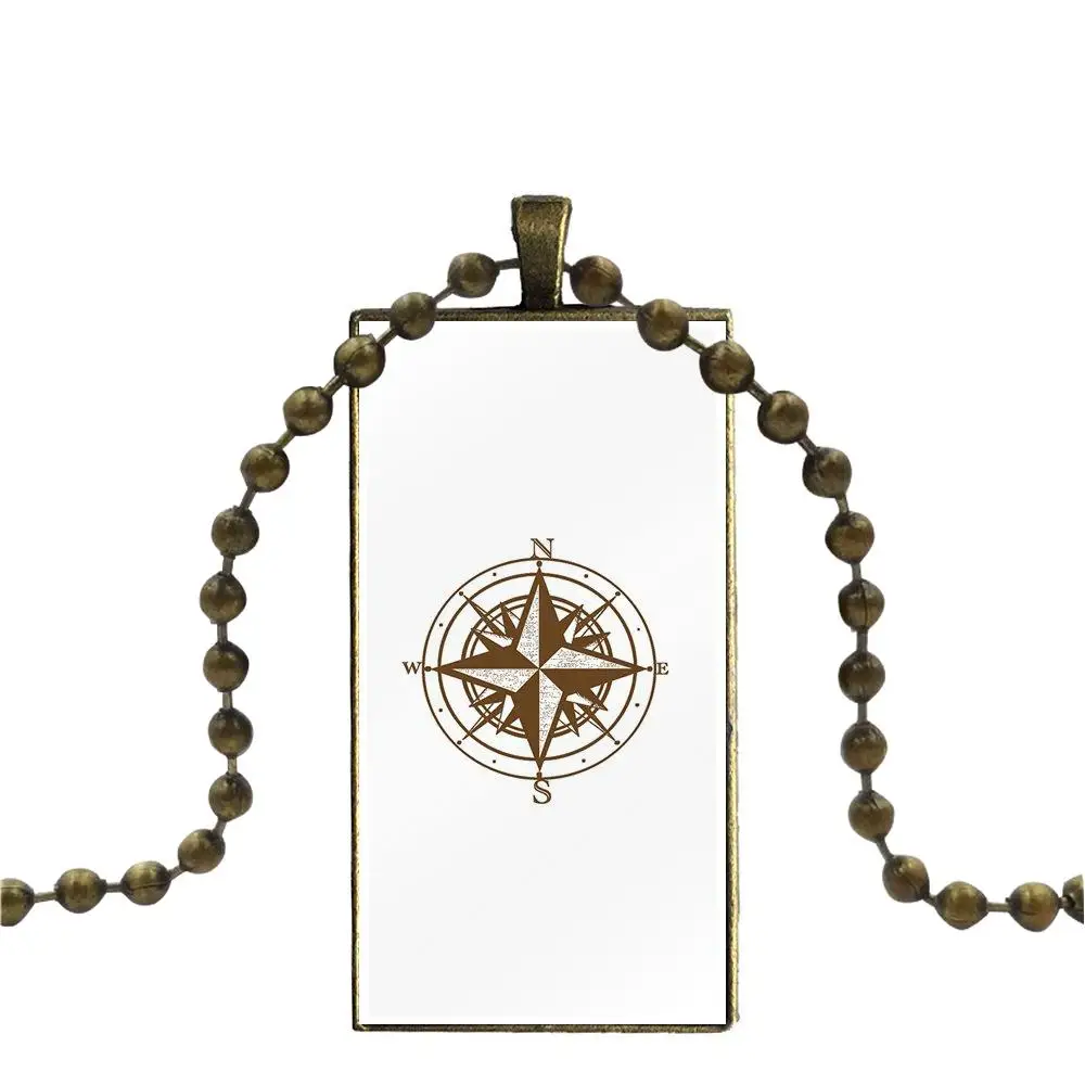 Компас Калифорнии, популярный у девочек, оптовая торговая марка бронзовых украшений, модное украшение для шеи с ожерельями стеклянных подвесок.