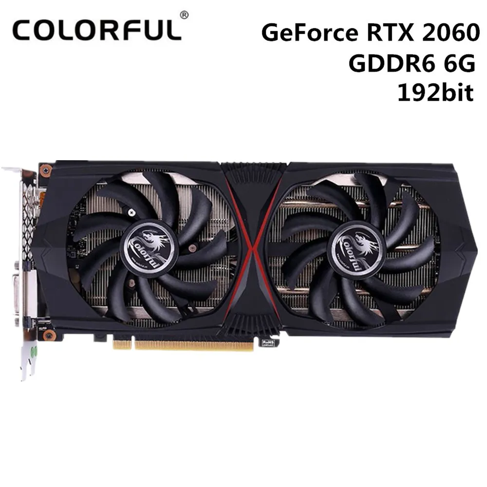 Оригинальная Красочная видеокарта GeForce RTX 2060 Gaming GT 6GB 1365MHz GDDR6 192bit 12nm HDMI DVI