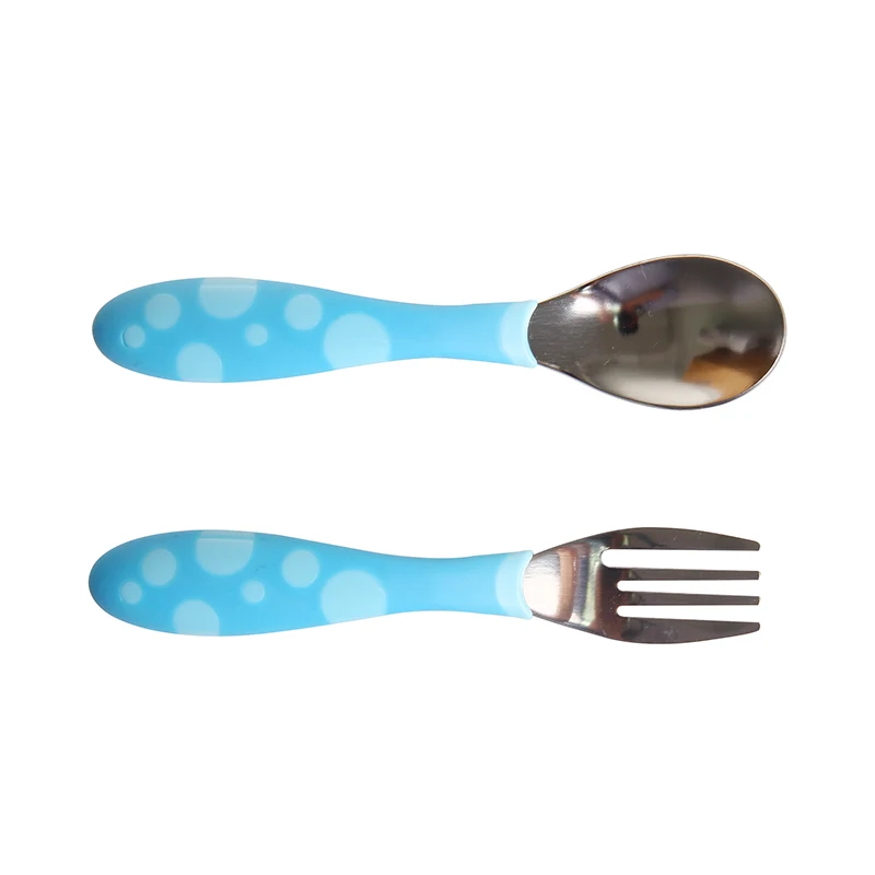 GB 2pcs Spoon &amp Fork Set Stainsteel Steel Tableware Baby Utensils Safety Infant Feeding Gift | Мать и ребенок