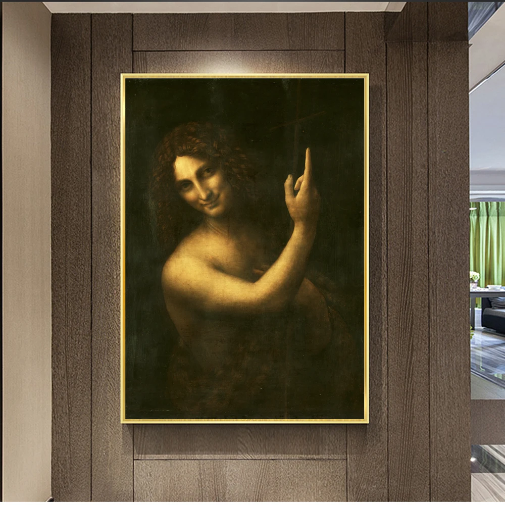 St. John the Baptist холст картины репродукция Leonardo Da Vinci известный художественные принты
