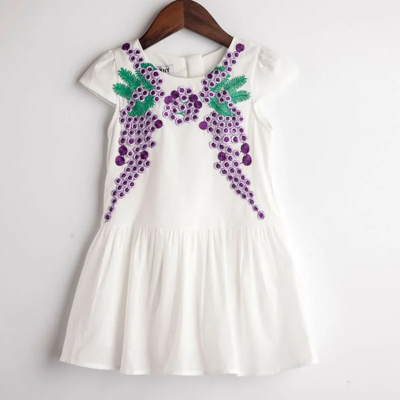 Детская Хлопковая одежда с вышивкой для девочек новое Брендовое летнее платье