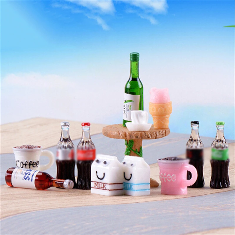 

5PCS Mini Beer Drinks Milks Dollhouse Miniature Realistic Shape Mini Home Craft Ornament Shadowbox DIY Landscaping Decor for Kid