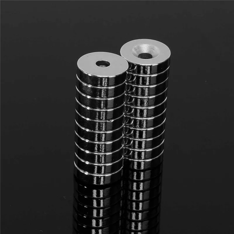 Круглые неодимовые магниты N50 редкоземельные кольца с потайным креплением 20 шт. 15
