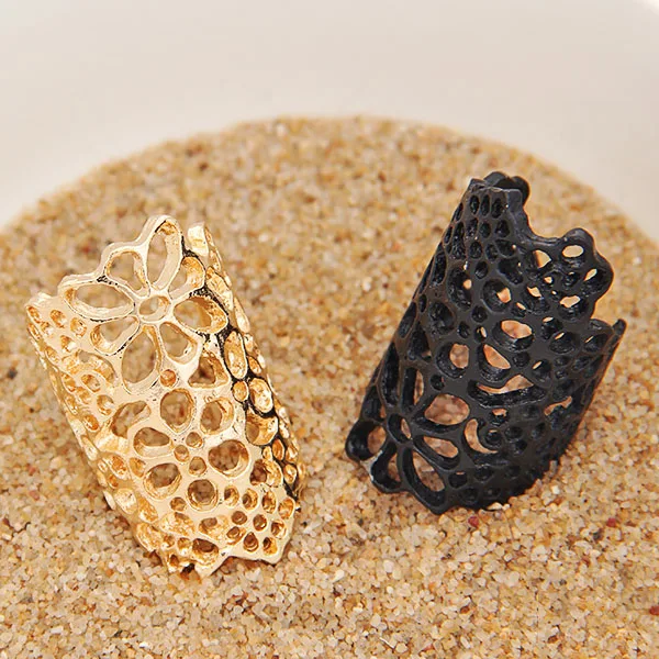 Fashion Punk Women Men Hollow Cutout Lace Flower Ring For Jewelry Open Finger Knuckles Accessories | Украшения и аксессуары